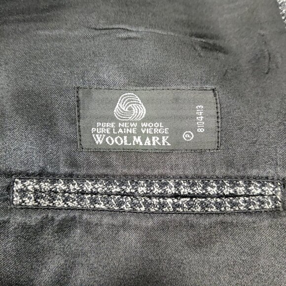 Protocol Men's Blazer Size 42L Black White Tweed Wool Business Casual Old Money - Picture 6 of 11